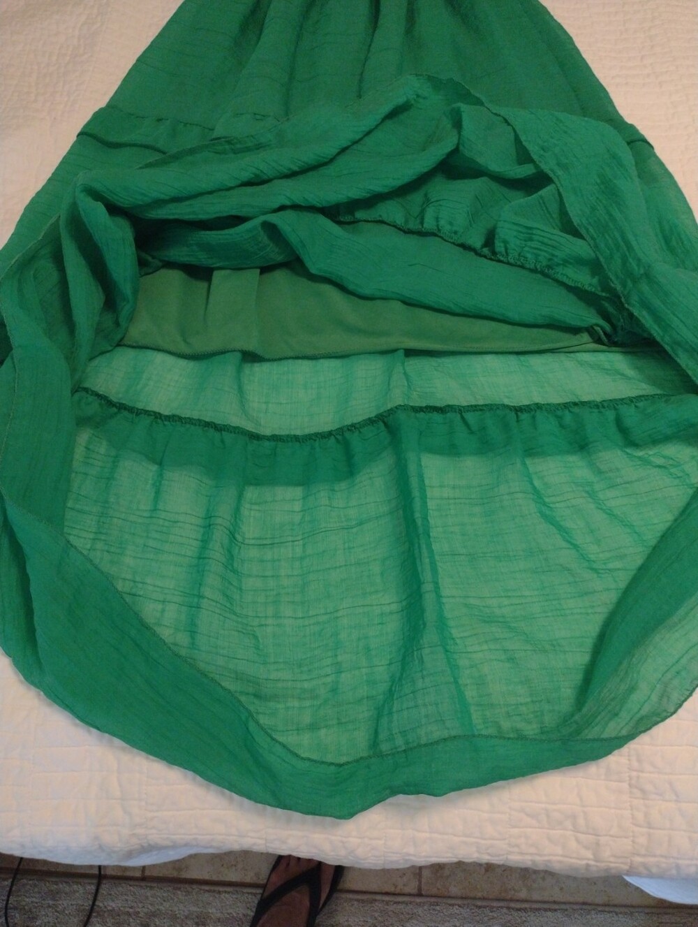 Anthropologie Kindred L Tiered Maxi Dress Elastic Neck Smocked Kelly Green - Picture 8 of 10
